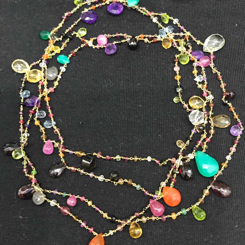 Semi Precious And Gold Necklace